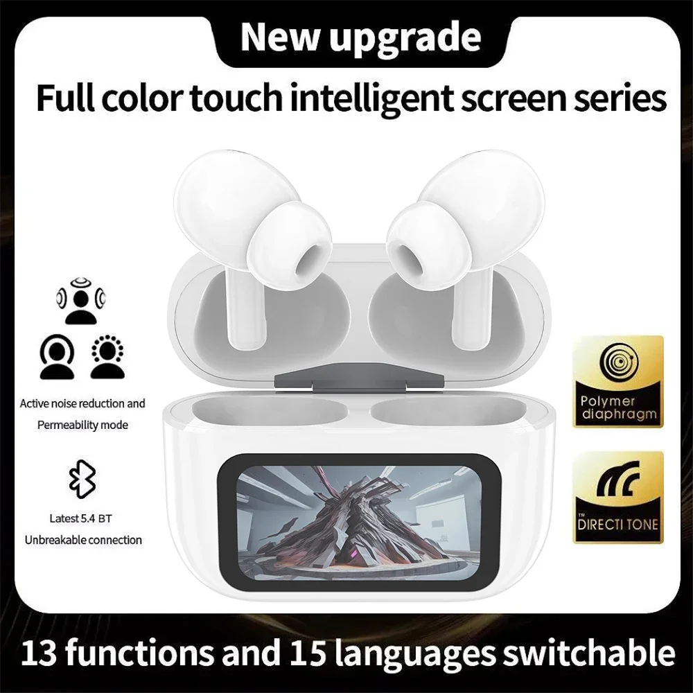 

New Touch Screen ANC Active Noise Cancellation Wireless Earphone TWS Earbuds Stereo Space Audio HIFI Headphone