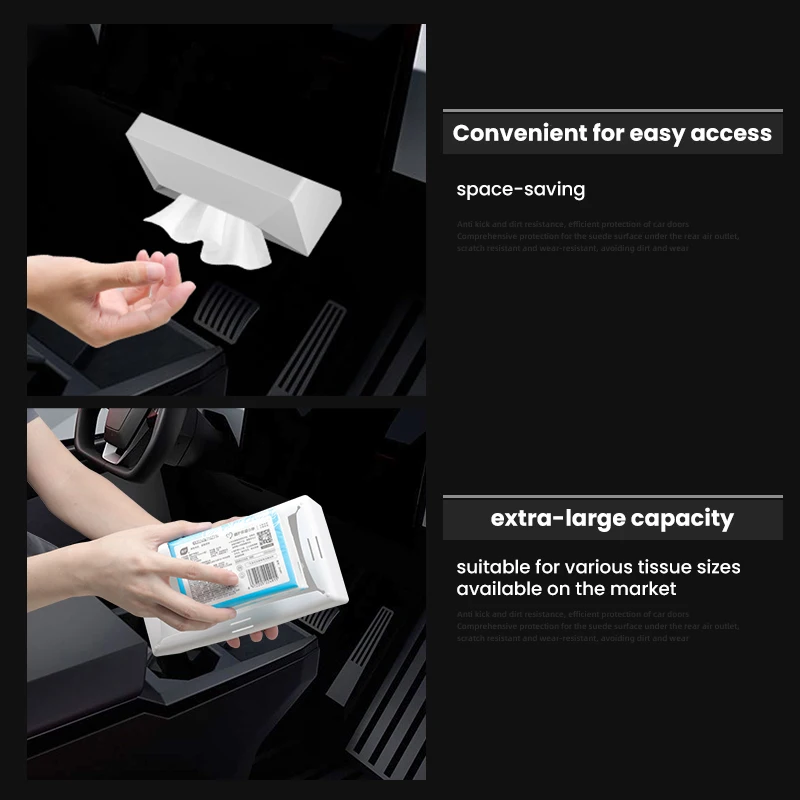 Car Tissue Box For Tesla Cybertruck 2025 Seat Back Hanging Silicone Tissue Holder Box With Fix Strap Auto Interior Accessories