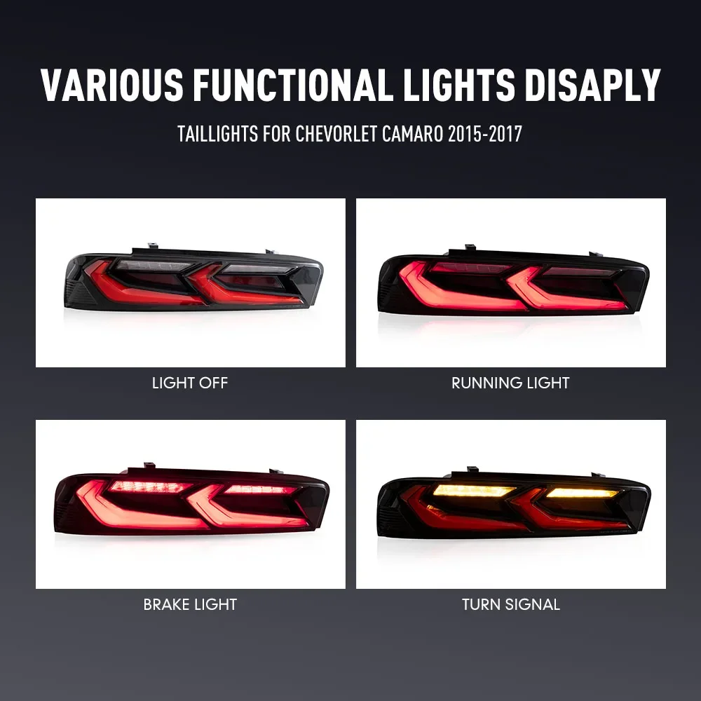 Светодиодные задние фонари для Chevorlet Camaro 2015-2017, задние фонари с тормозом, задние фонари, противотуманные фары, указатель поворота