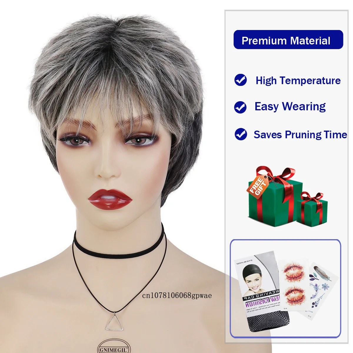 Short Straight Hair Synthetic Wigs for Women Old Lady Wig Natural Daily Grandma Wig Cosplay Halloween Costume Casual Pixie Cut