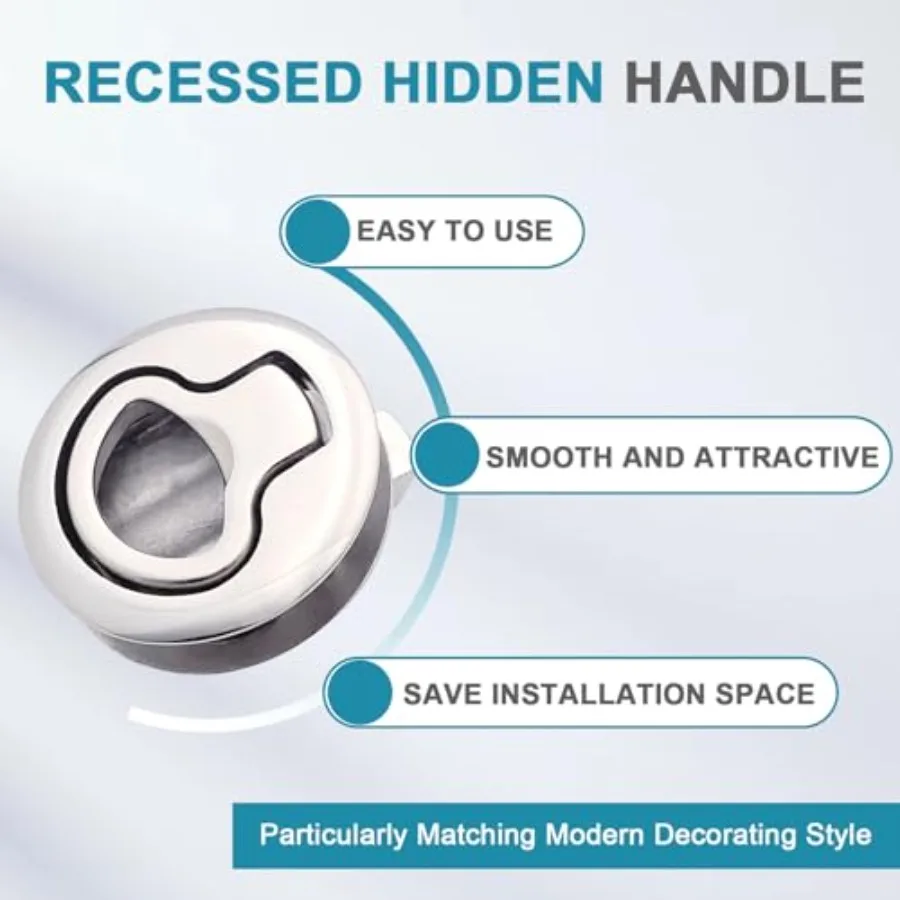 Pestillo Slam de acero inoxidable Evan, 2 tiradores redondos al ras para escotilla de barco marino, compartimento para gabinete de remolque RV, Compatible con M1-63-8