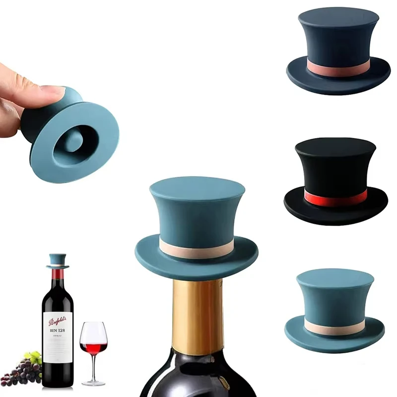 

Creative Hat Shape Silicone Wine Bottle Stoppers Leak Wine Bottle Cap Fresh Keeping Sealers Beer Champagne Closures For Bar Tool