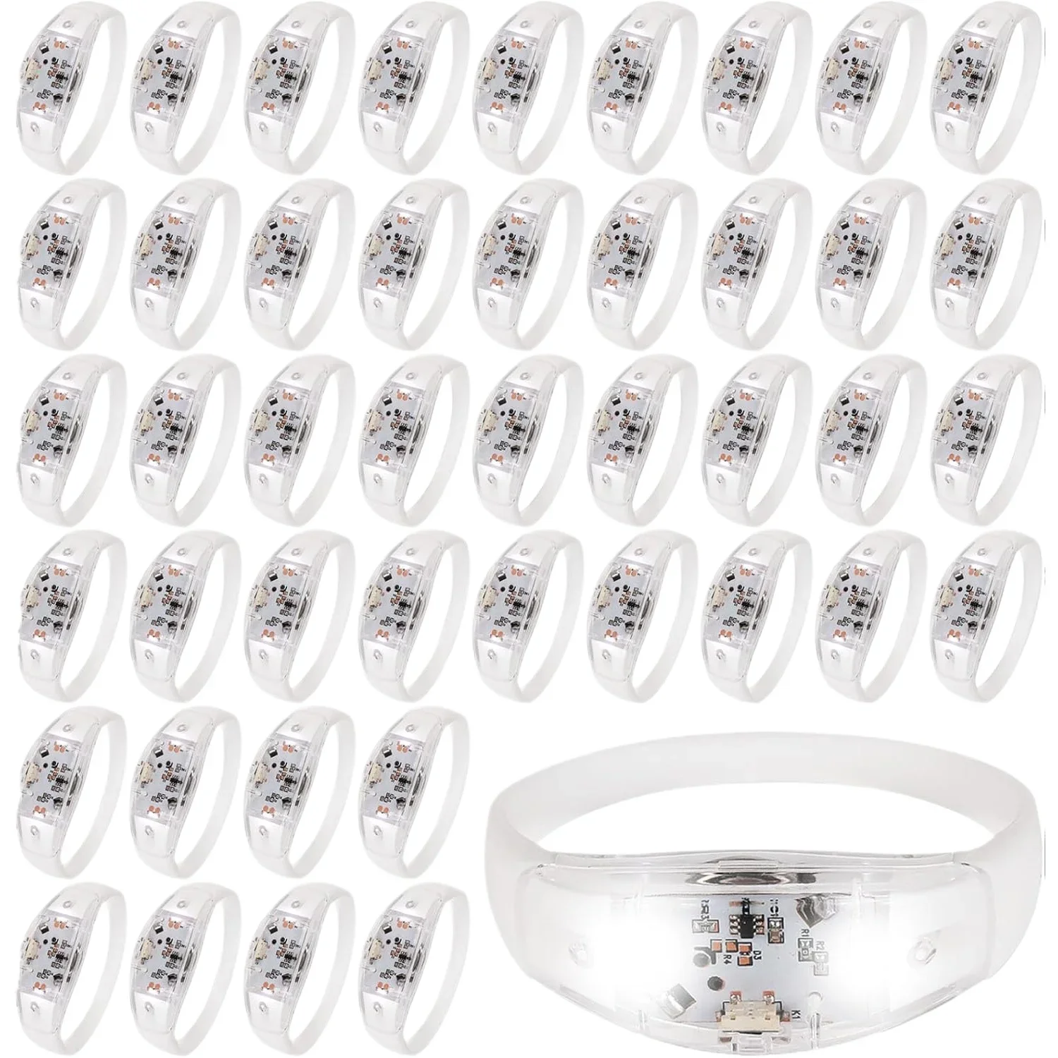 150 Pcs LED Glow Bracelets Sound Activated Light Up Bracelets For Adults Glow In The Dark Party Supplies