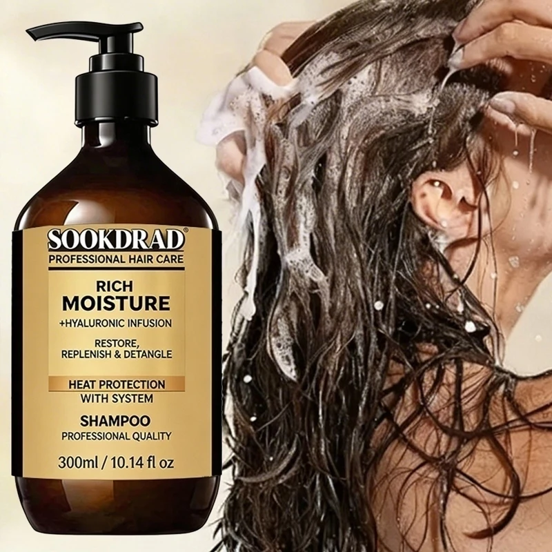 Champú Hidratante para el Cabello con Infusión de Ácido Hialurónico, Desenreda el Cabello Encrespado, Cuidado Profesional 10.14fl oz