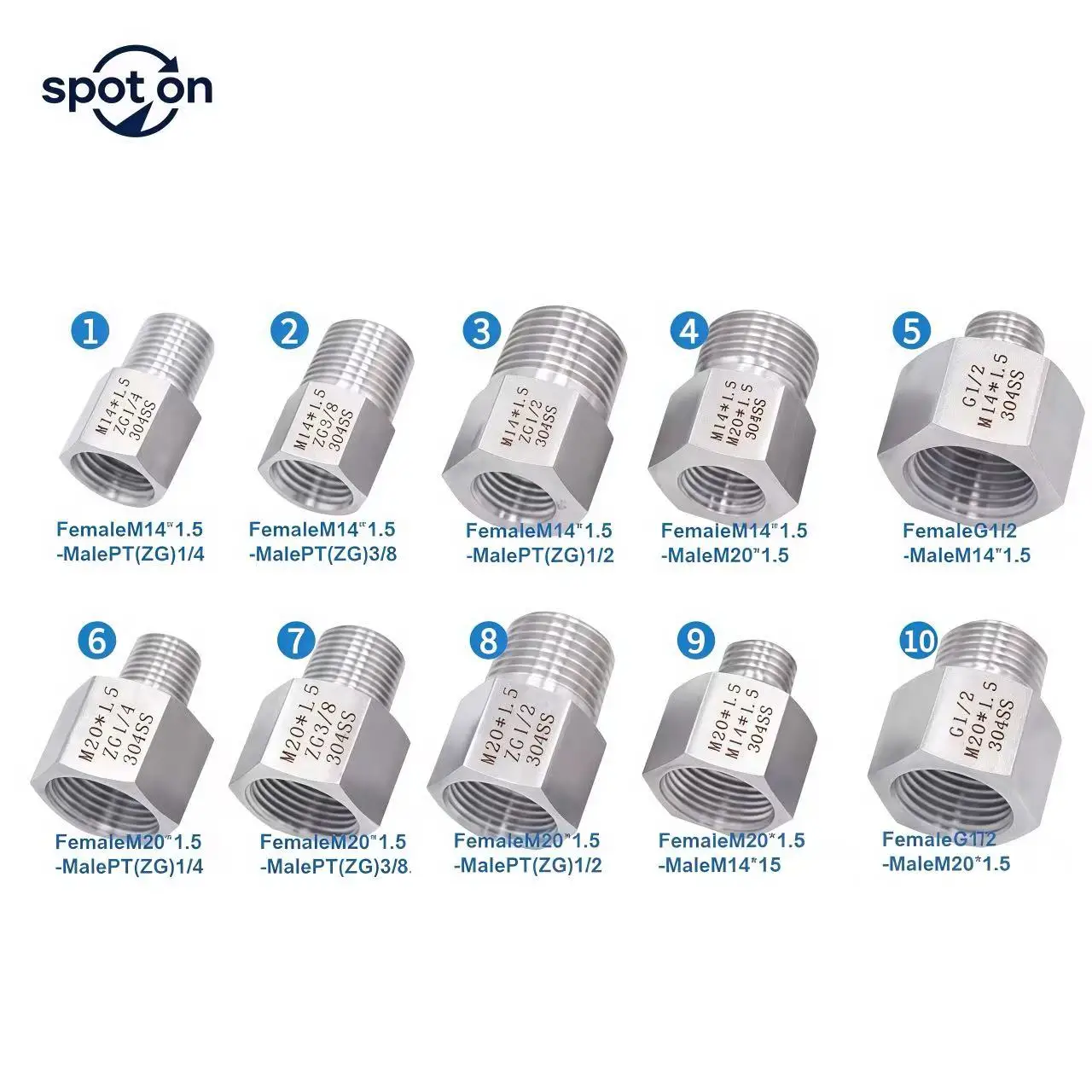 3PCS/5PS M10 M14 M20 1/4