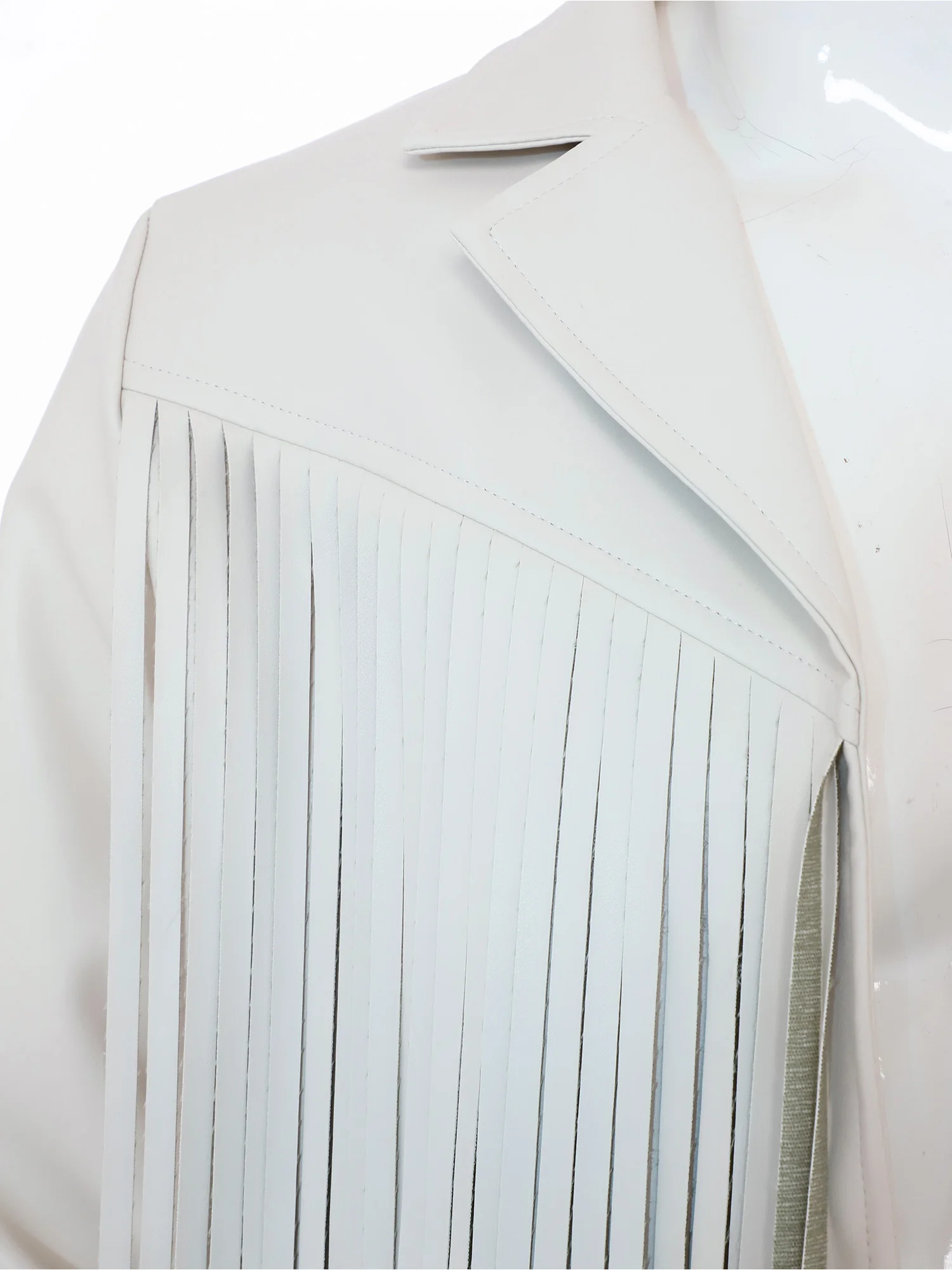 Men Punk Faux Leather Jackets Coat Notch Lapel Long Sleeve Tassel Open Front Cardigan Cowboys Outerwear Jazz Rock Music Festival