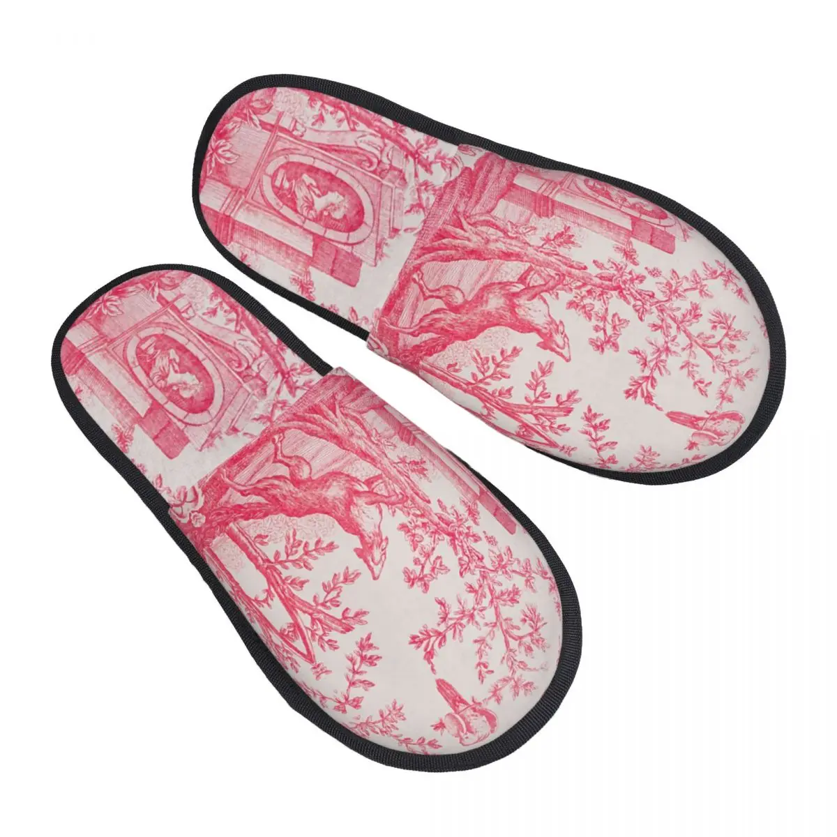 Custom Vintage French Toile De Jouy Motif Pattern Memory Foam Slippers Women Soft Warm House Slippers