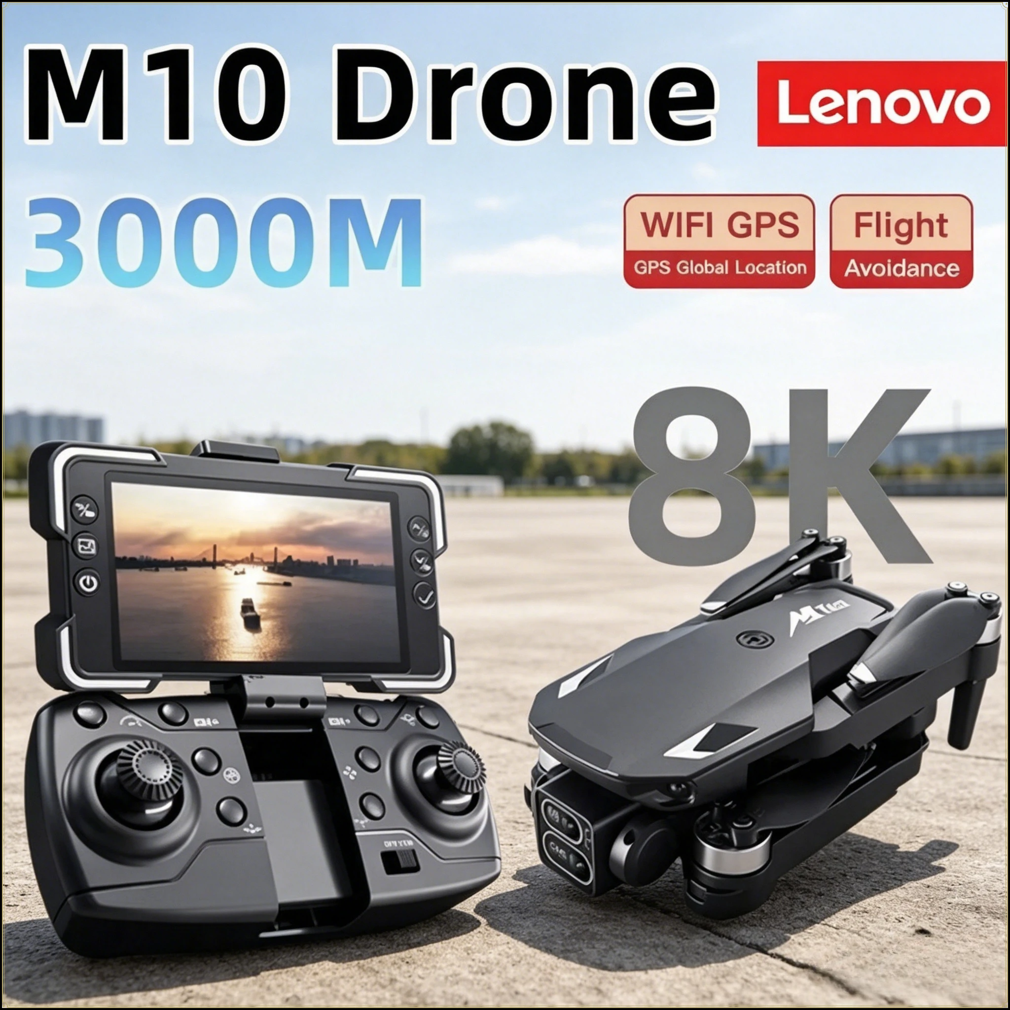 

Дрон Lenovo M10 8K профессиональный с HD-камерой, двойной камерой, бесщеточным двигателем, пультом ДУ, 5G Wi-Fi, экраном и функцией обхода препятствий, квадрокоптер-игрушка