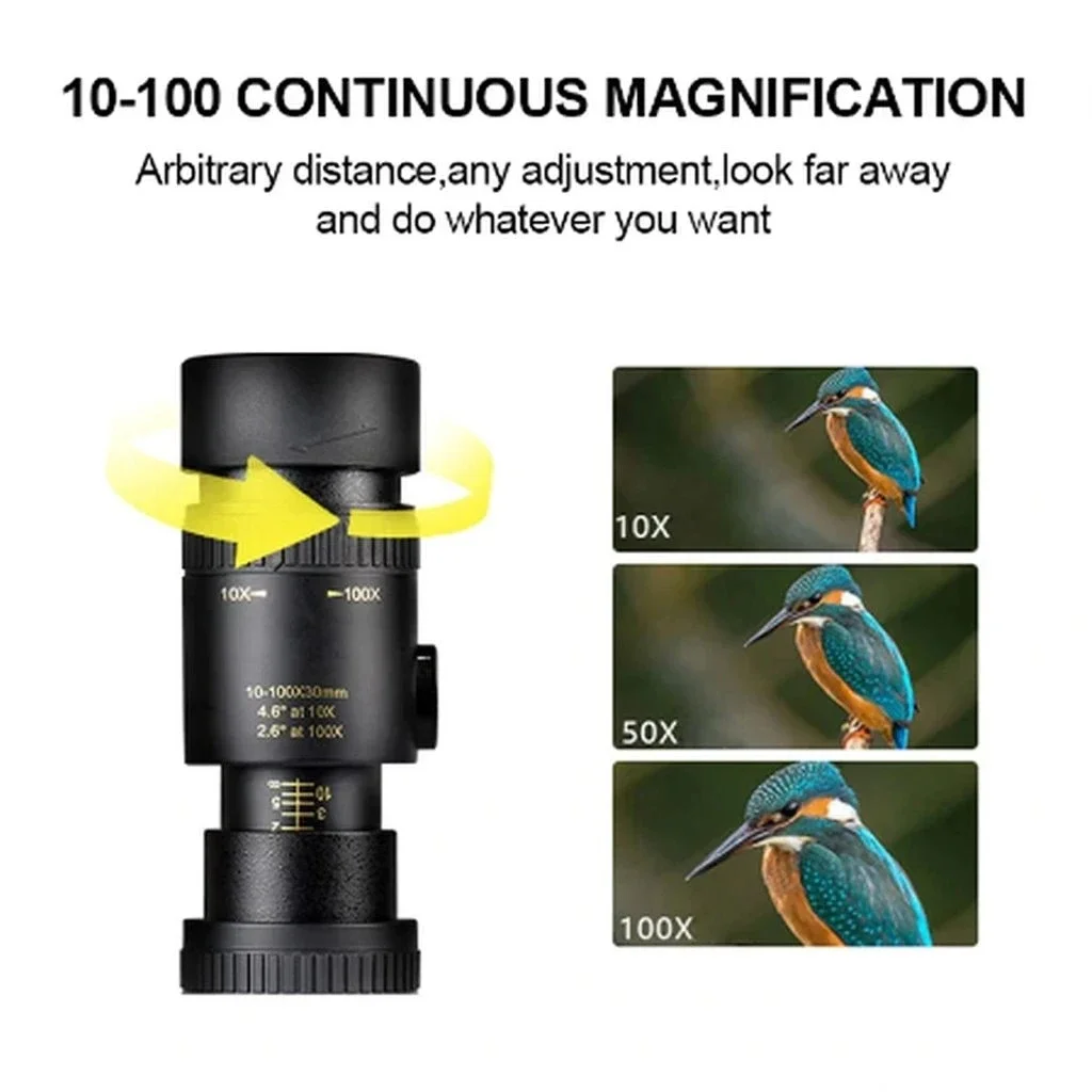 4K 10-30X40mm Super Telephoto Zoom Monocular Telescope Tripod Eye Protection Waterproof FMC Ultra-High Transmittance Fit Phone