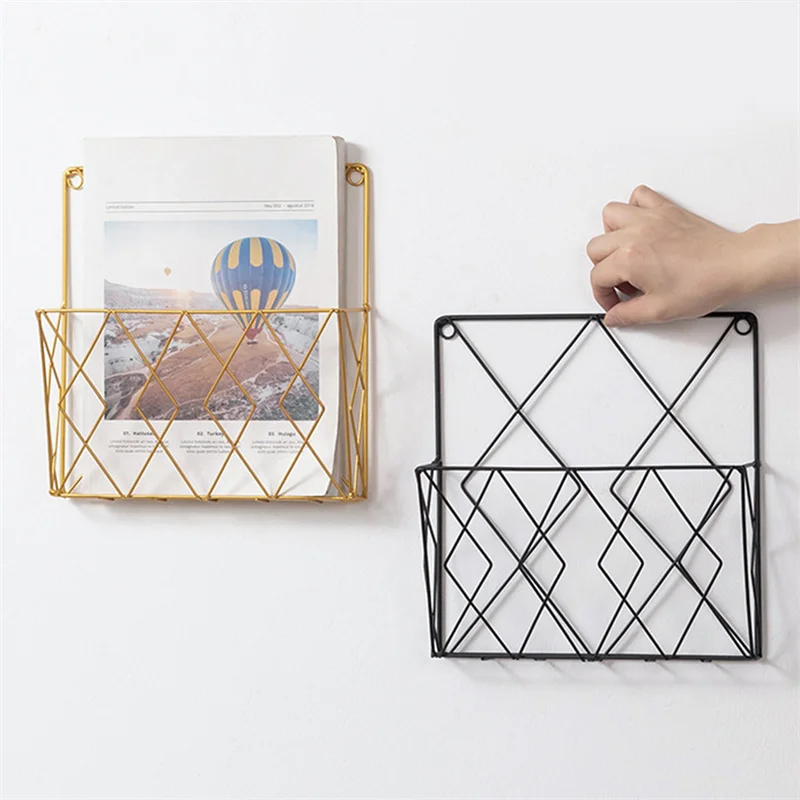 Metal Wall Mounted Magazines Newspaper Storage Rack for Home Office Books Newspapers Files Folder Desktop Tabletop Display Stand