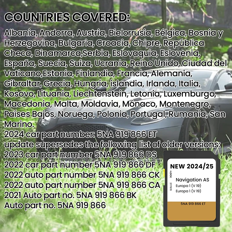 New 2024/2025 for VW Navigation SD Card compatible with Europe + UK only Discover Media MIB2 GPS SD Card