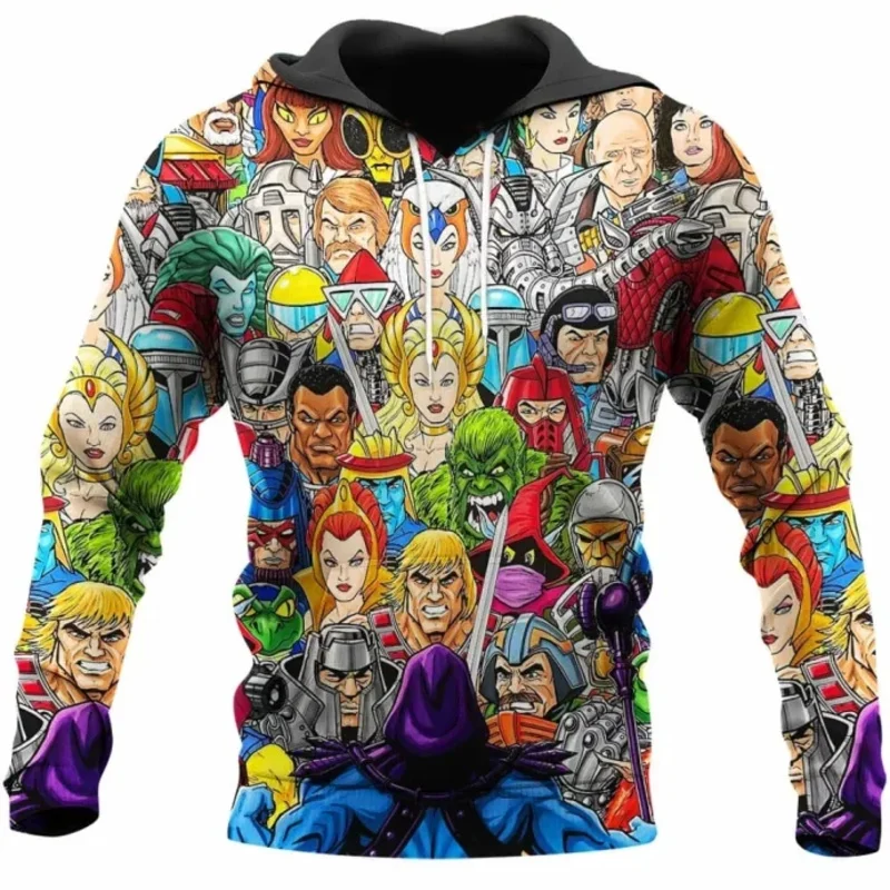 Anime Masters of The Universe He-Man 3D 프린트 후드 티 스웨터 남성/여성 긴 소매 후드 코트 하라주쿠 Tracksuit Pullovers
