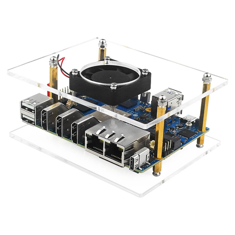 Acrylic Cluster Case for Orange Pi 5 Plus, 2/3 Tier DIY Stackable Enclosure with Cooling Fan
