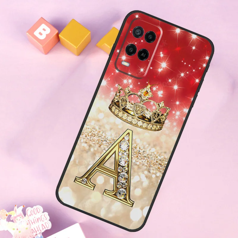 Étui lettre diamants roses pour OPPO, A54S, A57S, A53S, A58, A78, A98, A16, A76, A96, A54, A74, A94, A17, A77, A5, A9, A15, A52, A72