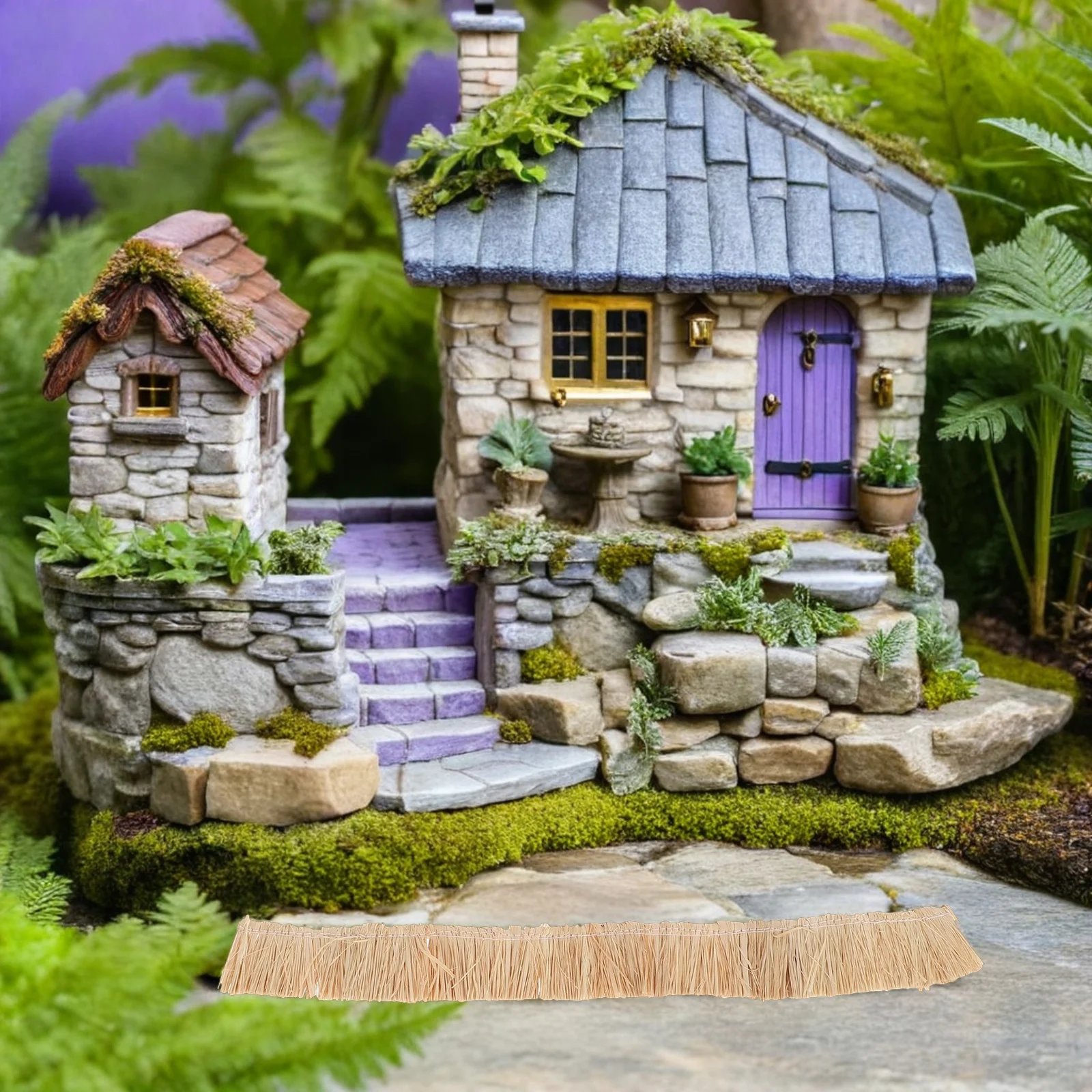 6Pcs Miniature Artificial Thatch: Soft Small Grass Roof Effect for Dollhouse Thatching Fairy Garden Straw Roof Decorative Hay