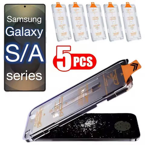 5Pcs For Samsung Galaxy S25 S24 S23 S22 S21 A55 A53 A35 A56 A36 A26 A54 A33 5G Screen Protector Tempered Glass With Install Kit