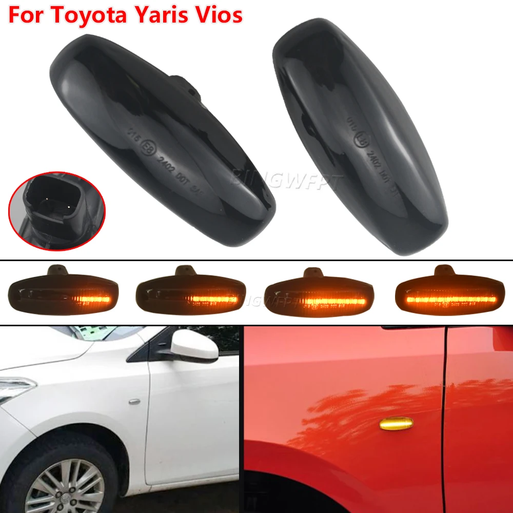 2X Car Led Dynamic Side Marker Turn Signal Light For Toyota Yaris Vios Sequential Blinker Light 2014 2015 2016 2017 2018 2019