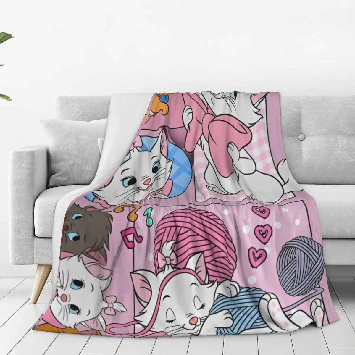 Aristocats Marie Cat Kawaii Blanket Quality Warm Animal Cartoon Throw Blanket Autumn Airplane Travel Couch Chair Funny Bedspread