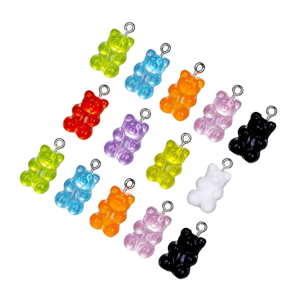 

70Pcs Transparent Resin Bear Pendants Creative Design for DIY Earrings and Jewelry Little Bear Pendant Transparent Resin Pendant
