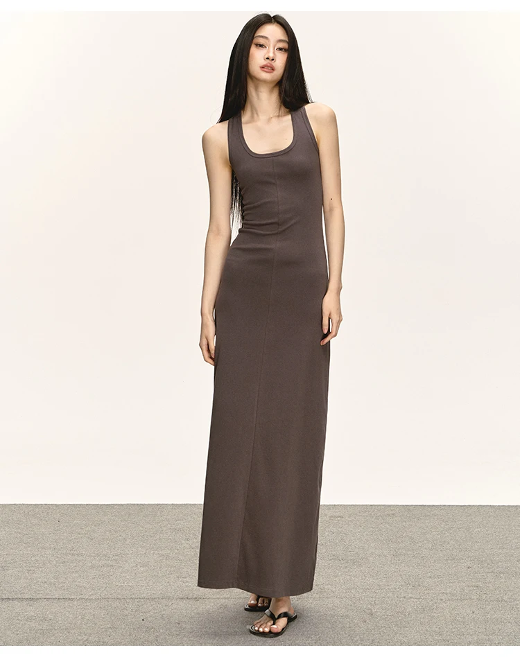 女性ノースリーブウエストレースアップツイストベストミディドレス