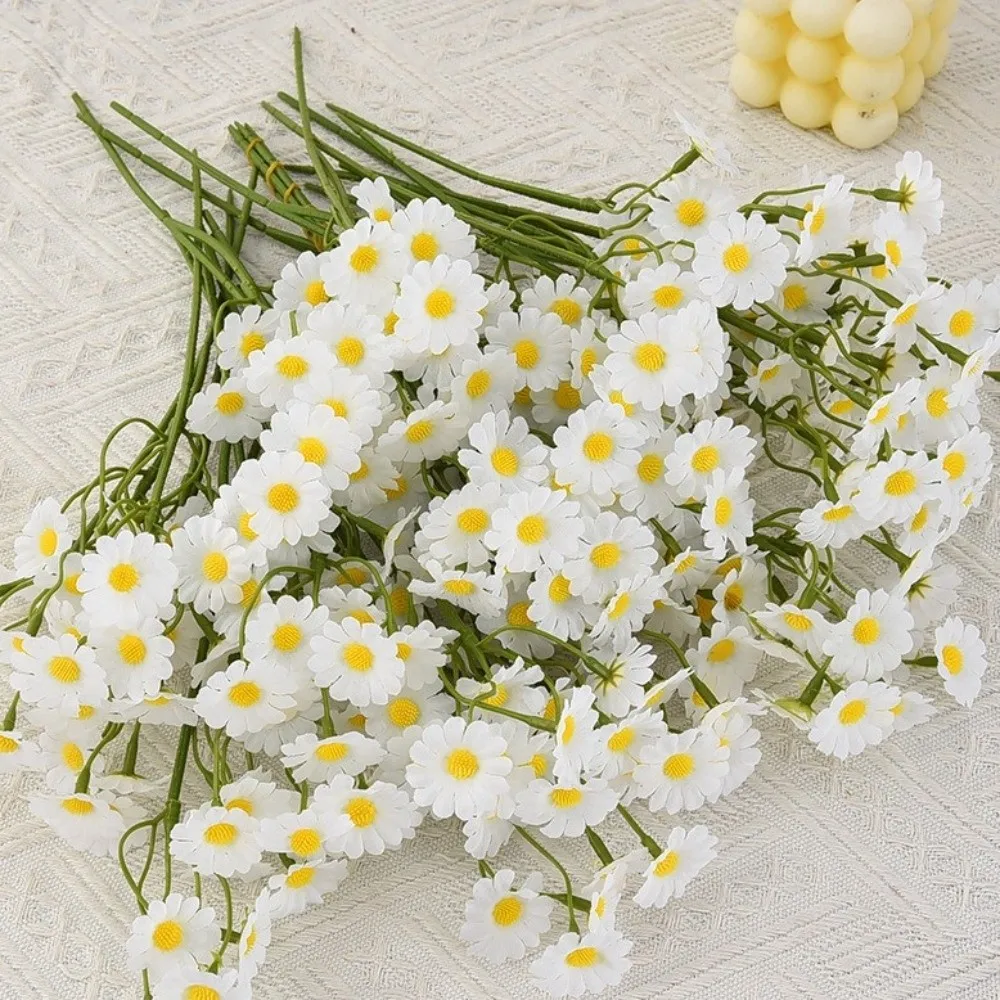

60heads Artificial Daisy Flowers Small Long Branch Daisy Fake Flower Bouquet Artificial Fade-Resistant Silk Fake Flower DIY Vase
