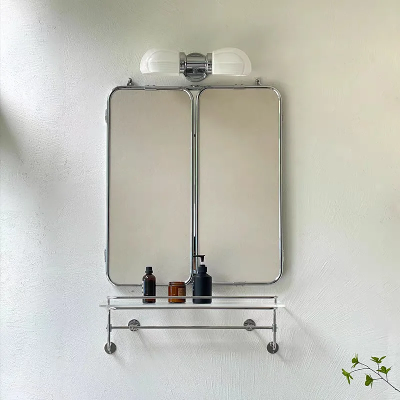 HT  three-fold bathroom mirror stainless steel cosmetic toilet mirror Ready to ship and purchase with peace of mind - view 5