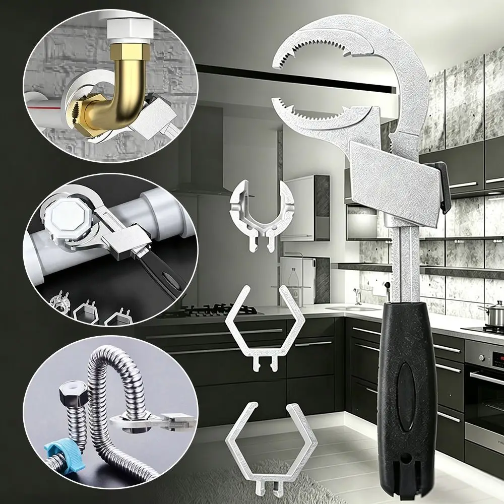 Adjustable Design Adjustable Wrench 80mm Open End Multipurpose Bathroom Wrench Aluminium Alloy Double Ended Wrench Home Plumbing