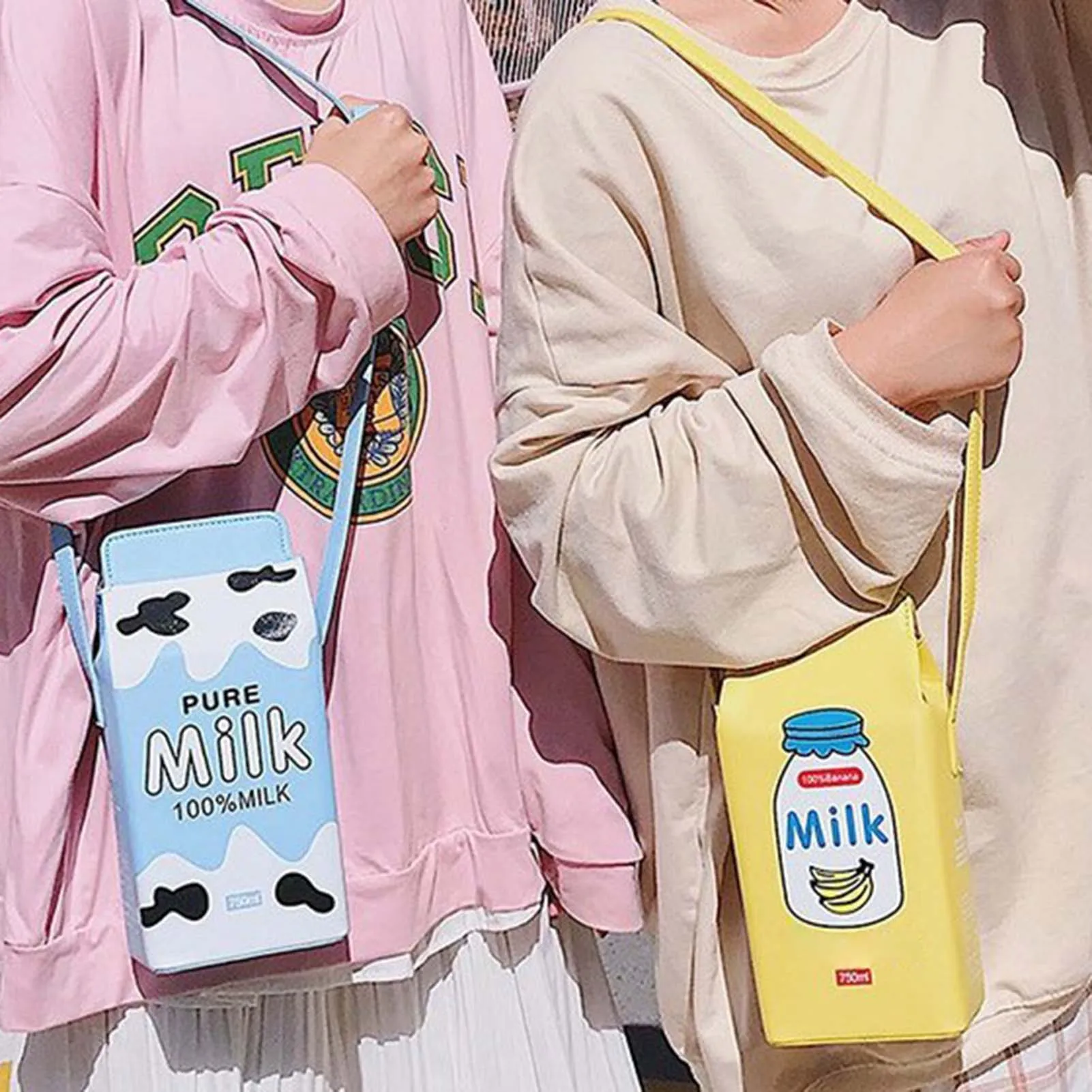 

Milk Carton Cross-body Bag Novelty Milk Carton Cartoon Handbag For Working Office