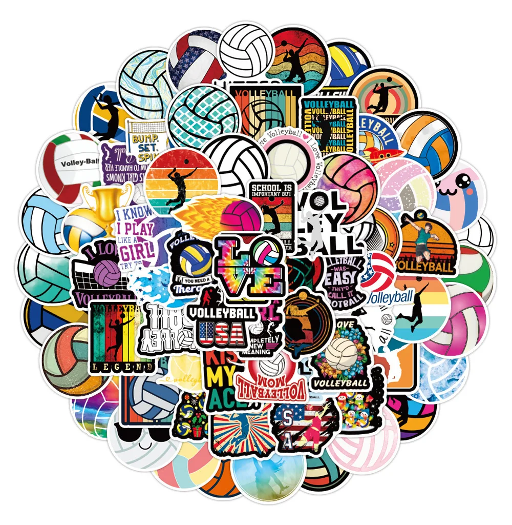 

100Pcs Creative Volleyball Graffiti Stickers for DIY Laptop Phone Suitcase Skateboard Car Motorcycle Bottle Scrapbooking Decals