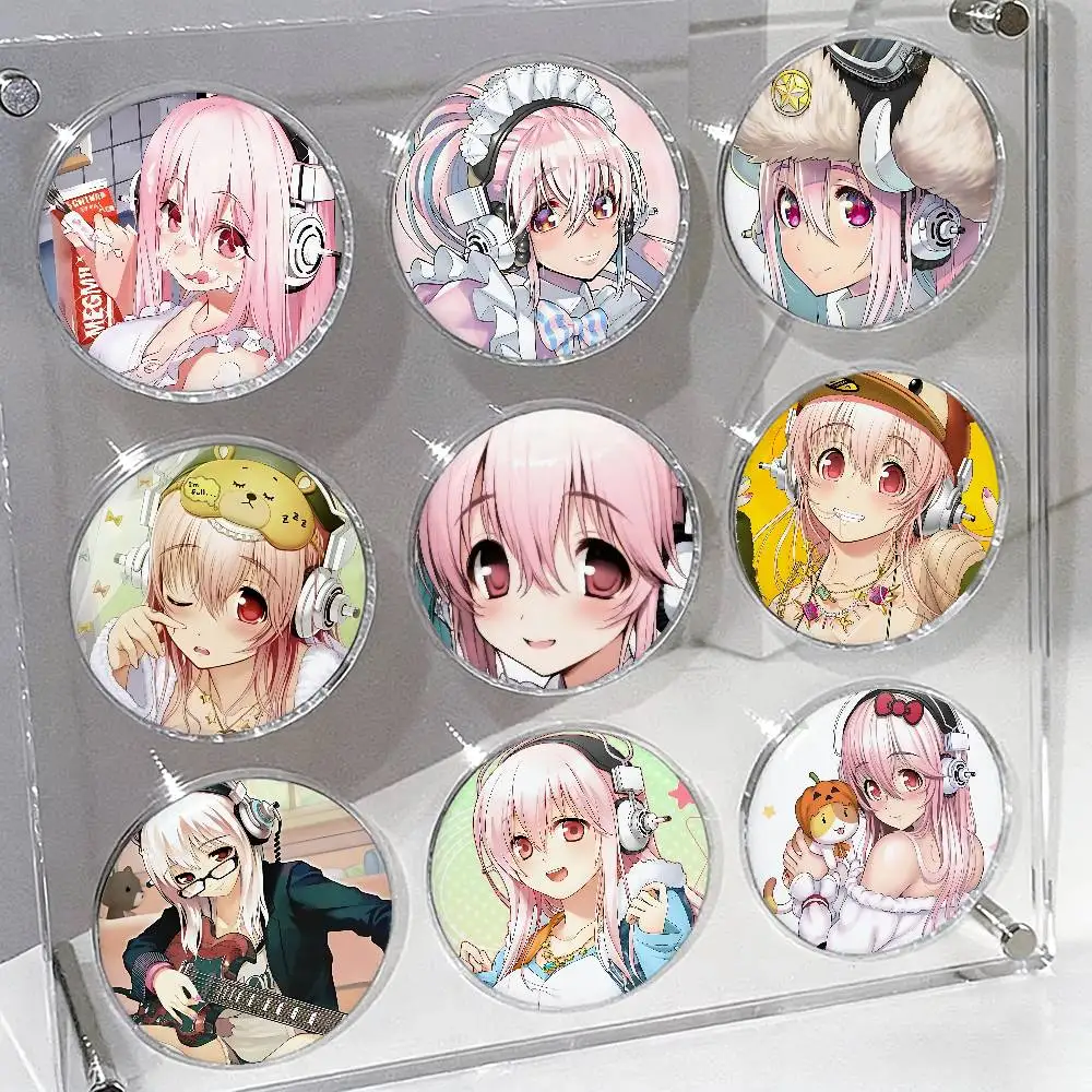 S-Super Sonico Badges Tinplate Soft Button Pin Brooch Metal Badge Custom Jewelry Accessories Hat Bag Lapel