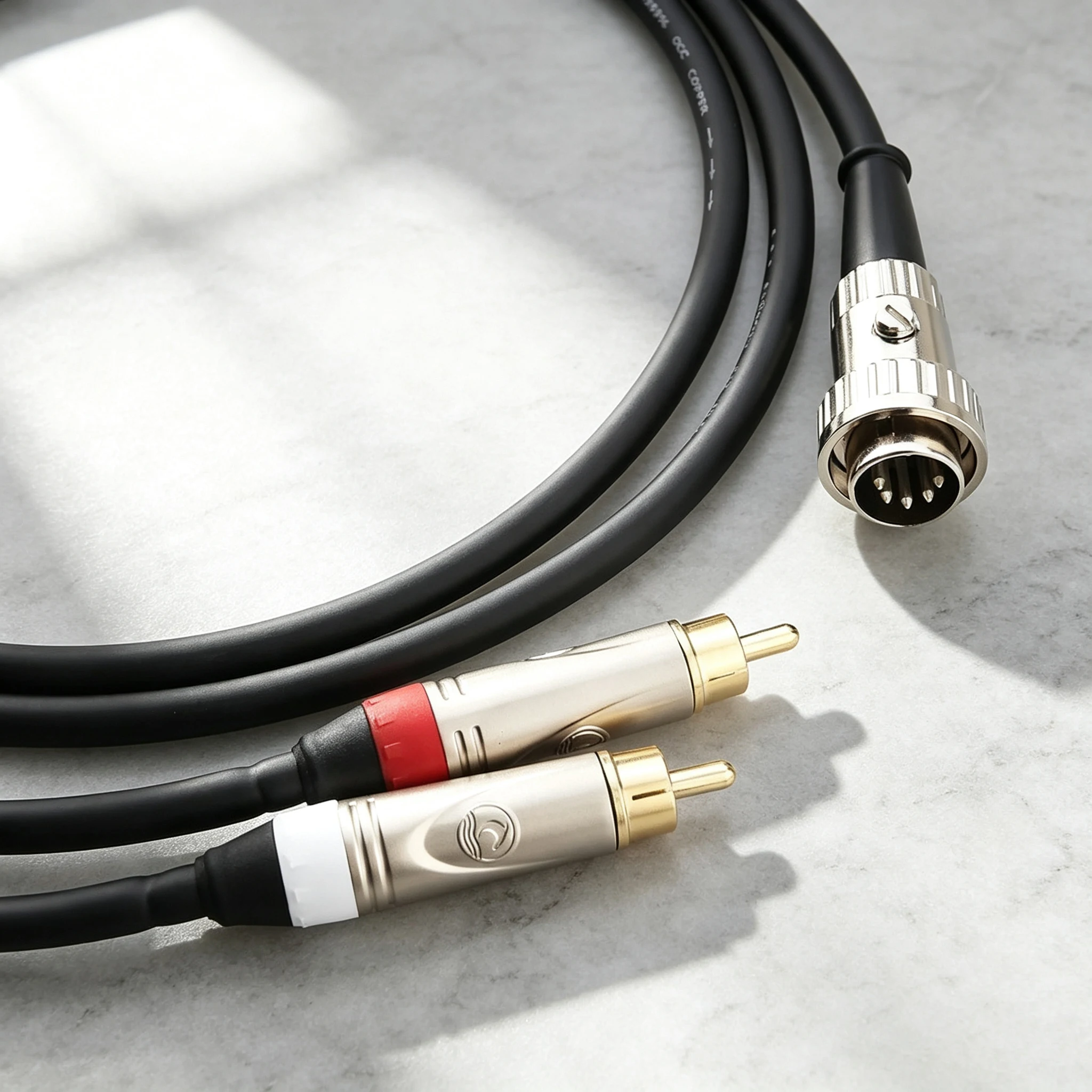 High Purity Silver Plated NAIM 5Pin Twist Lock DIN to 2 RCA Stereo Phono Cable Premium Audiophile Grade Audio Connection Cable