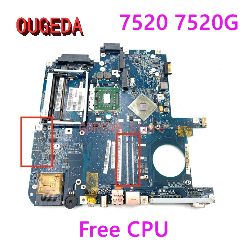 

OUGEDA ICW50 LA-3581P MBAJ702003 For ACER Aspire 7520 7520G Laptop Motherboard DDR2 without GPU slot Main board full test