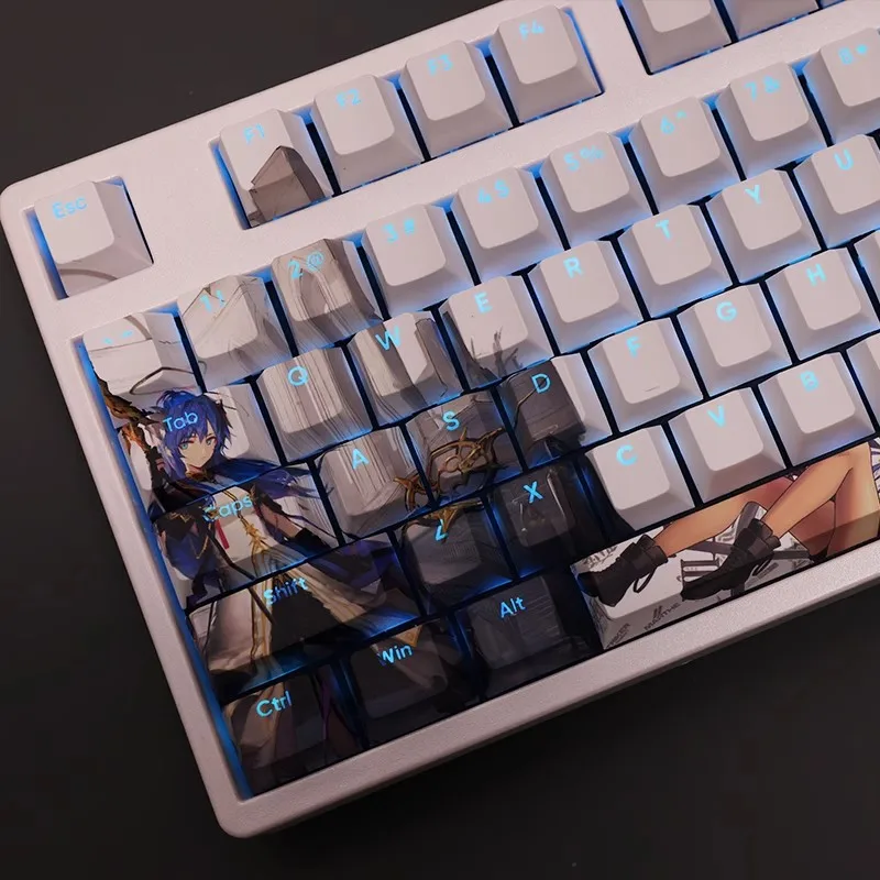 108 Keys/set Arknights Mostima Keycap PBT Backlit Keycaps Anime Gaming Key Caps For ANSI 61 87 104 108 keys Layout Keyboards