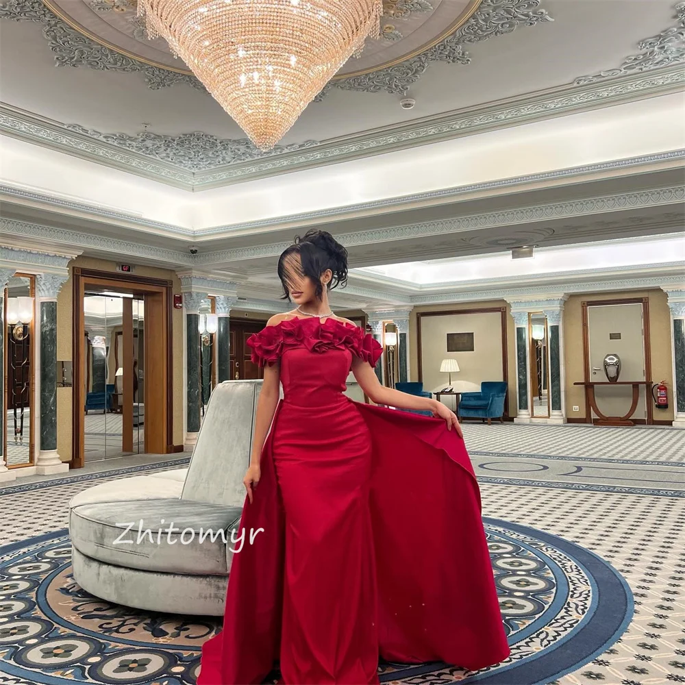 Ball Mesprit Matching Exquisite Off-the-shoulder  Gown Formal Ocassion  Fold Charmeuse  Saudi Arabia 