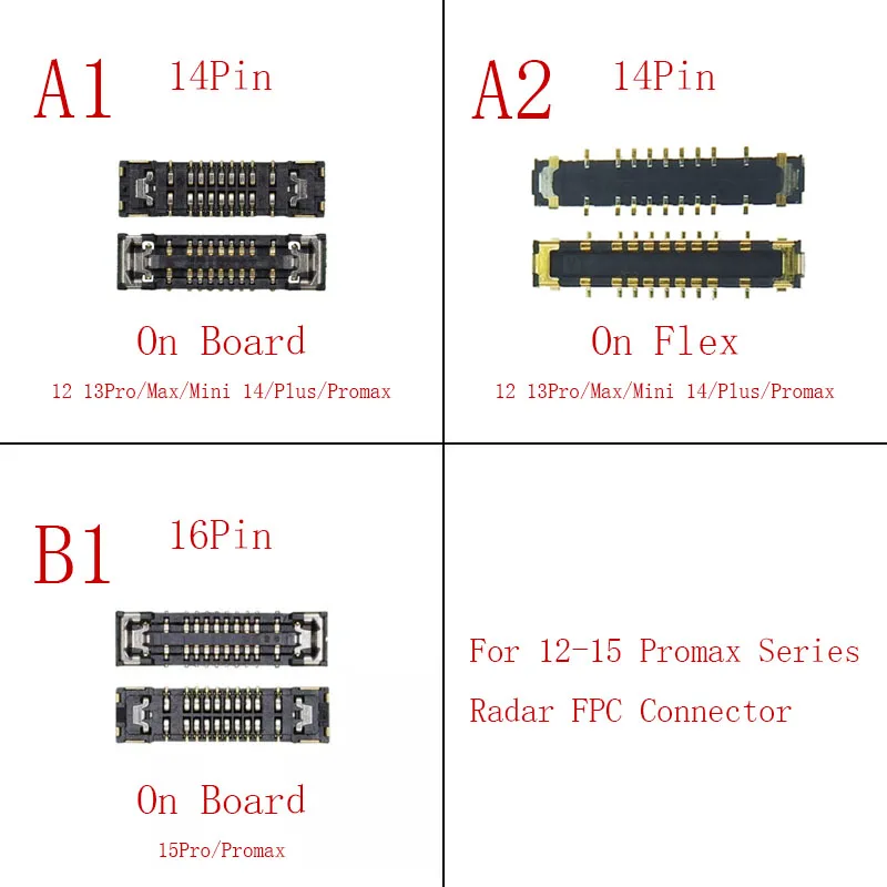 2pcs 14 16Pin Laser LiDAR Radar FPC Connector For iPhone 12 13 14 15 Pro Max  Mini LIDAR Sensor Rear Camera LIDAR Scanner FPC