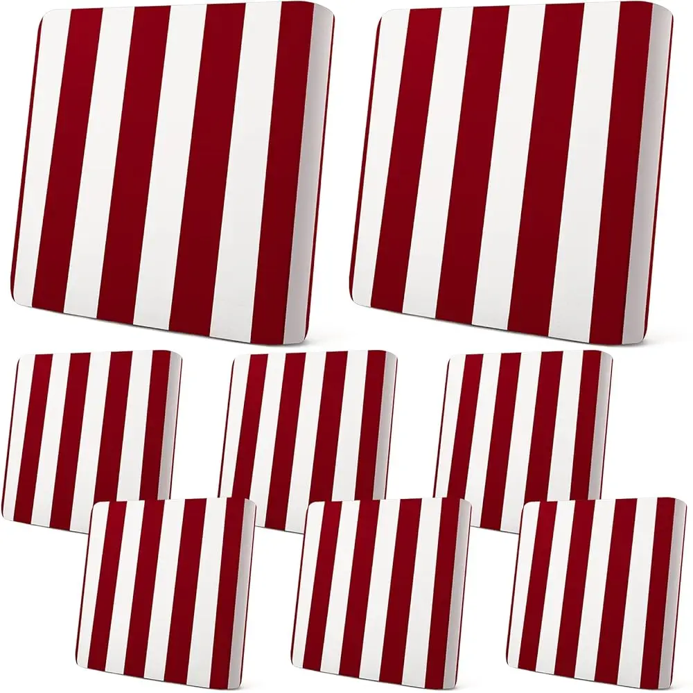 

8Pcs Patio Stretch Cushion Covers Stripe Outdoor Cushion Covers Replacement Patio Furniture Couch Slipcovers Sofa Chair Seat
