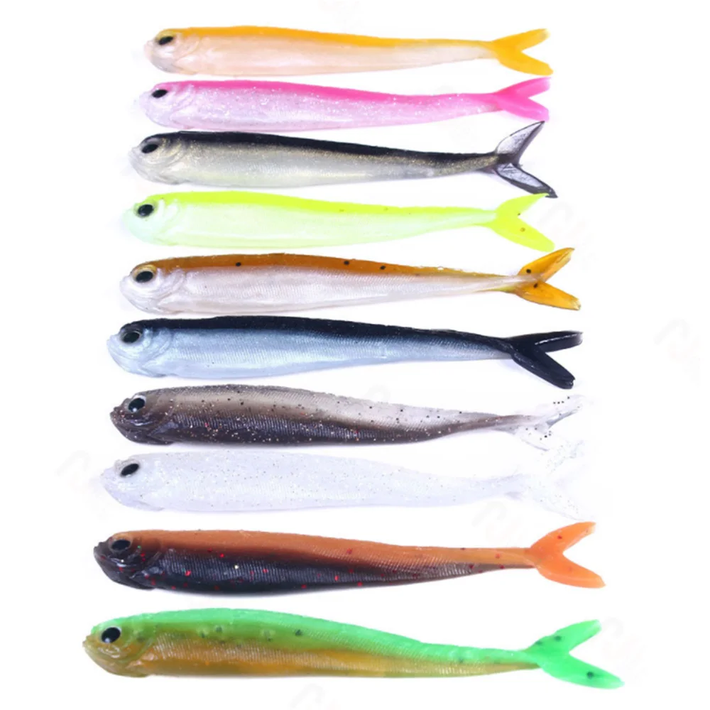 10PCS Black Minnow Jerk Shad Maggot Worm Bait 8cm/2g Soft Silicone Fish Lure Saltwater Freshwater Fishing Jigging Wobbler Tackle