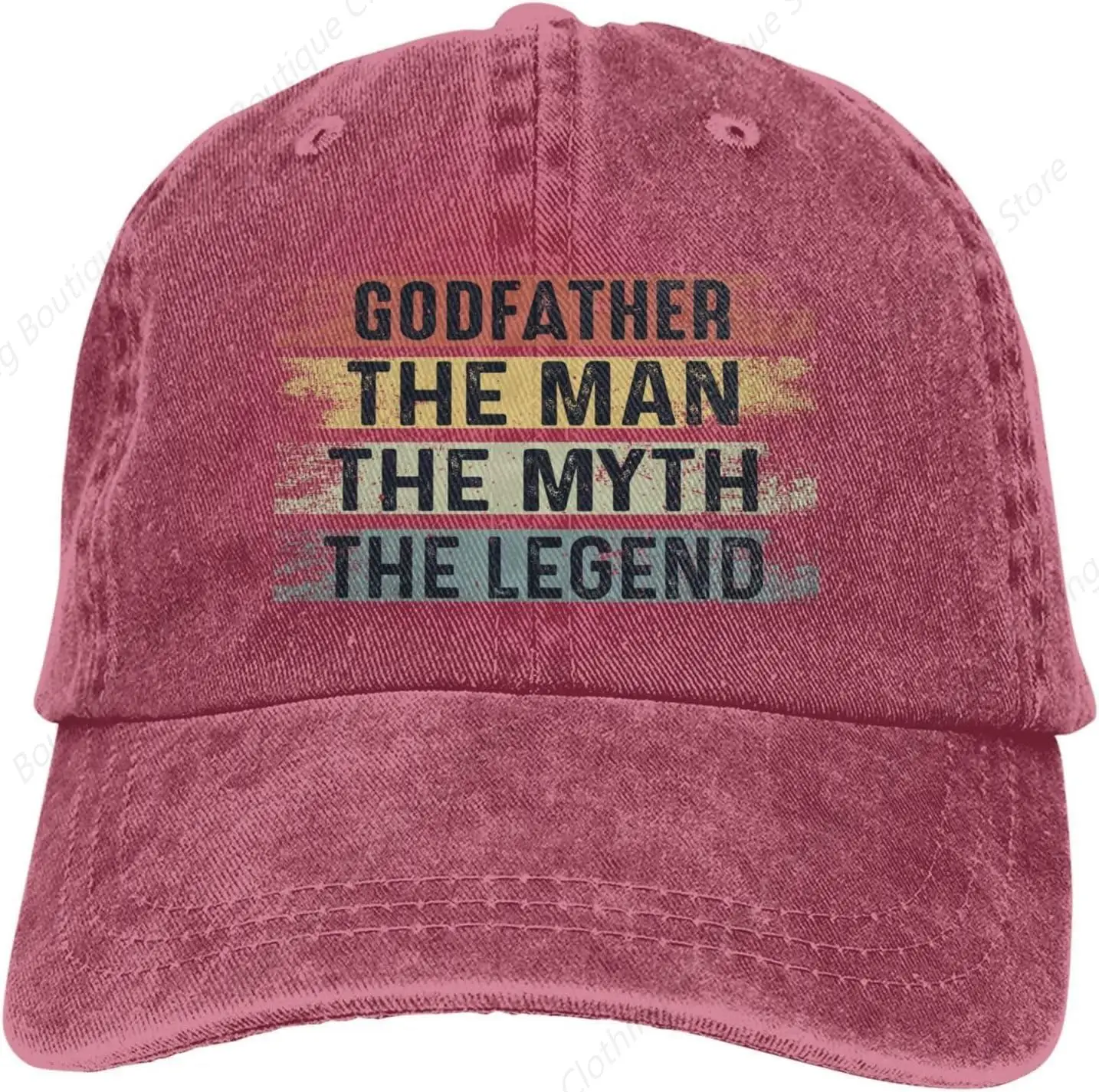 

Godfather The Man The Myth The Legend- Baseball Cap for Men Women Hats Adjustable Vintage Washed Cotton Dad Hat Red