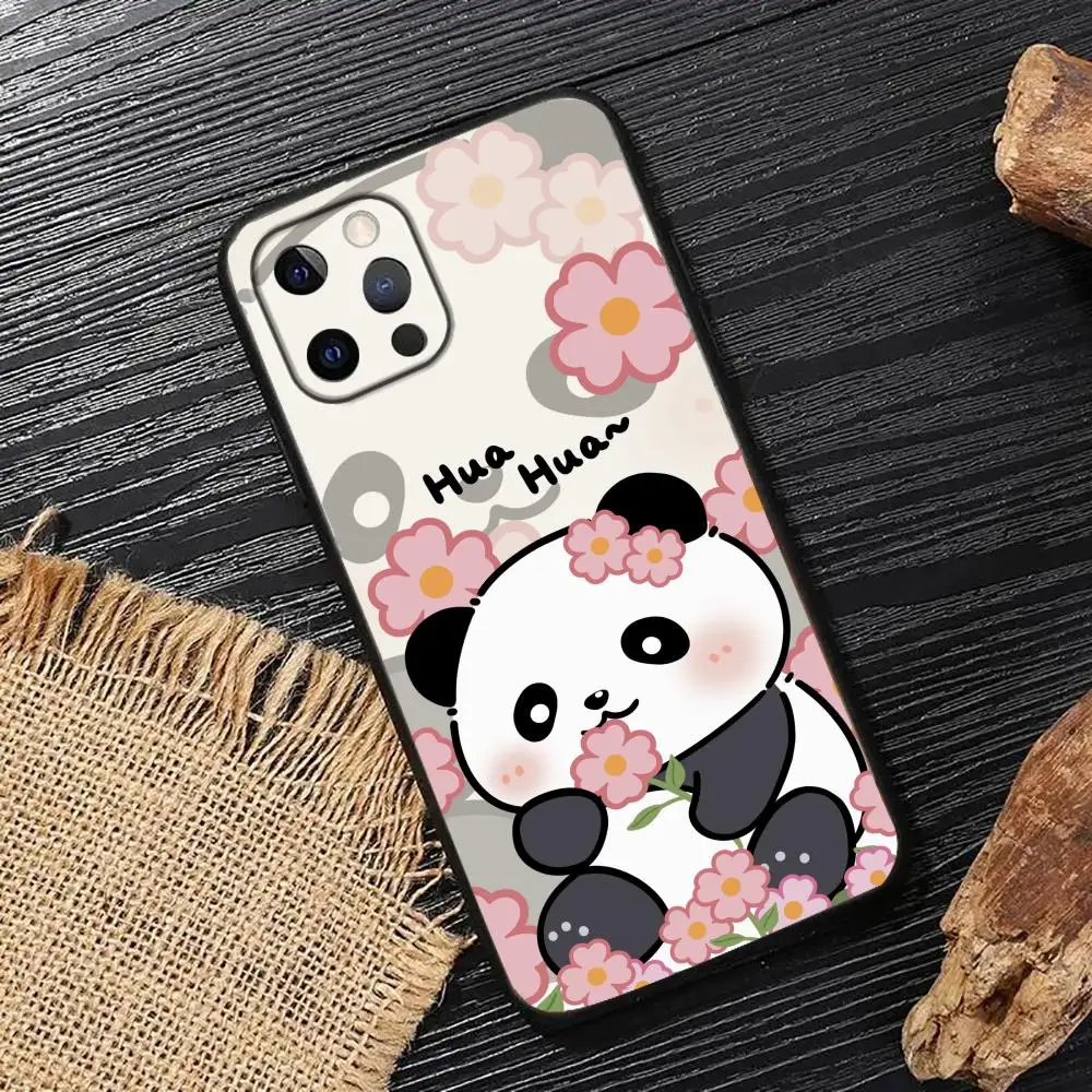 

Cute Panda Flower Phone Case Suitable for iPhone 16 17 15 14 13 12 11 Pro/Max/Plus All Inclusive Matte Soft Case