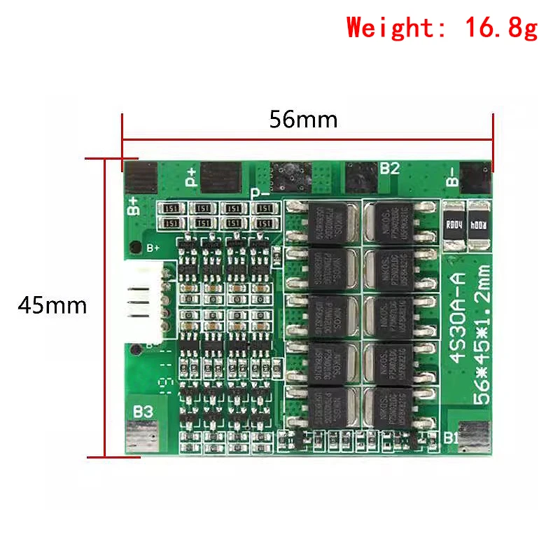 4S 30A 14.8V Li-ion Lithium 18650 Battery BMS Packs PCB Protection Board Balance Integrated Circuits