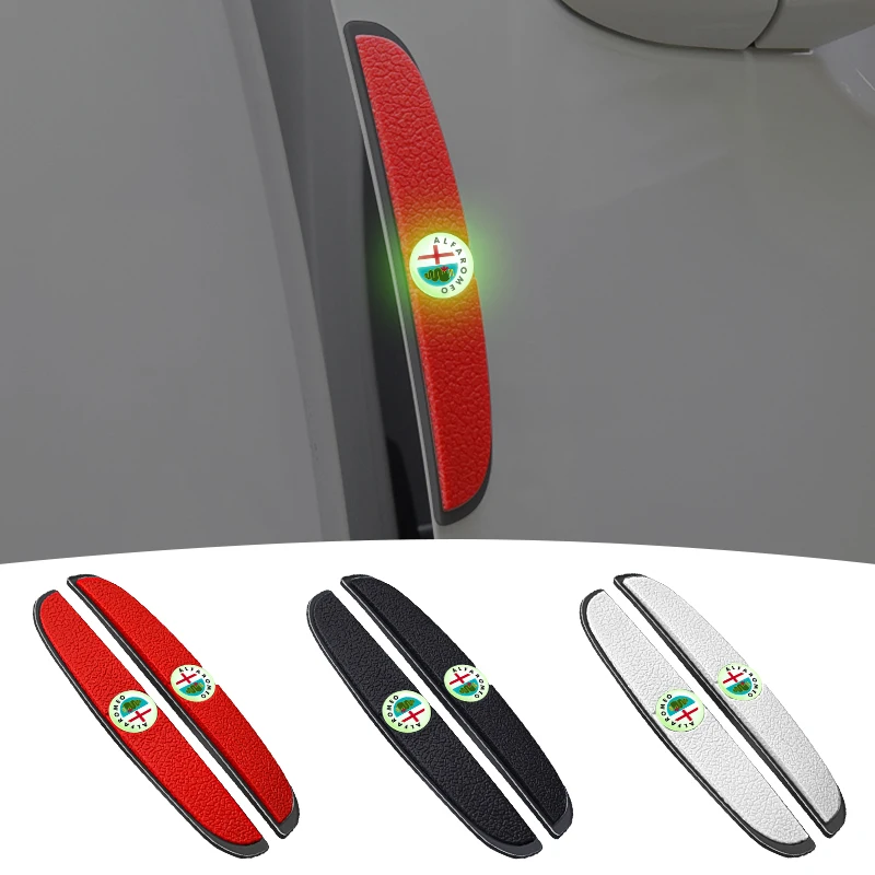 4pcs Rubber Bumper Strip Car Door Anti-Collision Emblem Sticker For Alfa Romeo Giulia Stelvio Giulietta 156 159 147 Mito Tonale