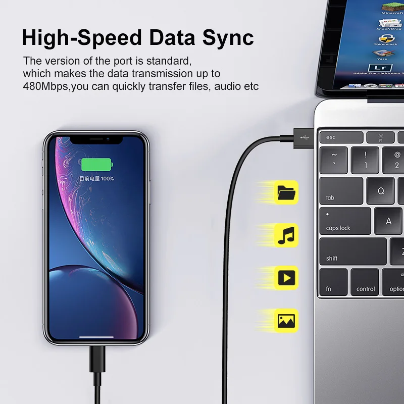 كابل شحن آمن معتمد 2.4A MFi لهاتف Iphone 14 Plus 13 Pro Max 12 11 XR XS USB إلى Lightning Fast Charger Data Line 2M