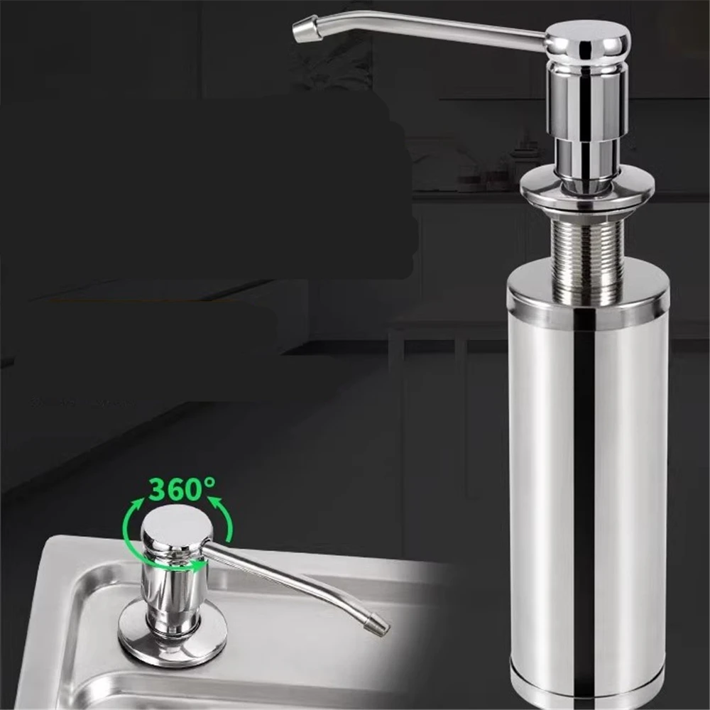 Stainless Steel Kitchen Sink Detergent Dispensers Soap Dispenser Black Built-in Design Liquid Bottle with Press Pump Head