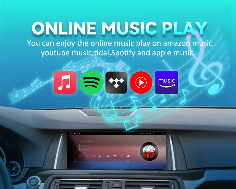 BONROAD 10,25'' Kabelloses CarPlay Android Auto Audio Autoradio Linux-System für BMW 5er Serie F10 F11 NBT CIC System GPS-Navigation Multimedia-Touchscreen-Display Stereo-Mirroring Airplay Autolink – Detail 4