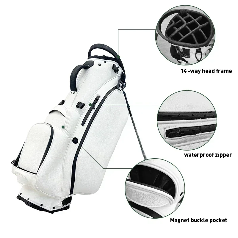 golf Factory Delivery within three days white Lightweight leather  logo GOLF BAG Waterproof GOLF STAND BAG