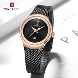 NAVIFORCE-Montre à quartz en acier inoxydable pour femme, montre-bracelet étanche pour femme, affaires, haute qualité, marque supérieure