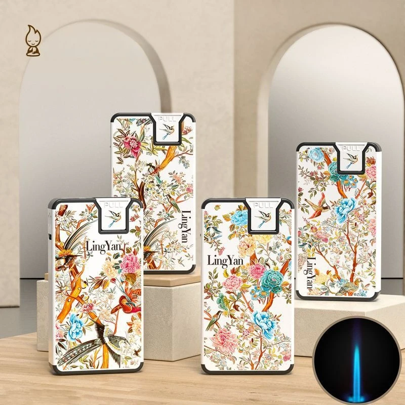 Creative ABS Metal Blue Flame Windproof Lighter, Jet Flame Refillable Cigarette Lighters Men's Gift Wholesale