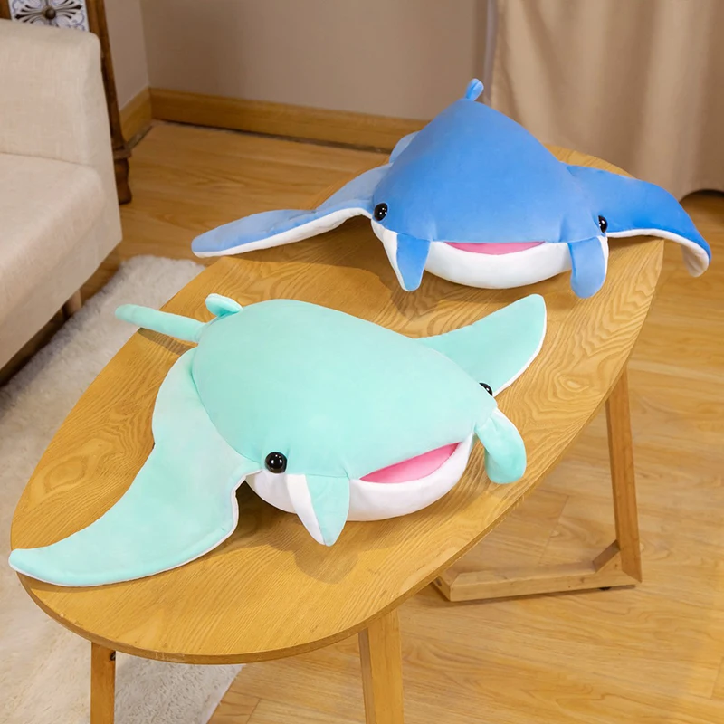 New Soft Manta Ray Plush Toy Lovely Devilfish Stuffed Pillow Sofa Cushion Cute Mobulidae Plushies Marine Animals Dolls Gifts
