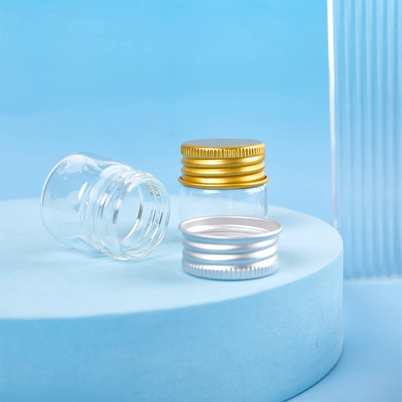 5PCS 10ml Tiny Glass Jars Bottles Screw Cap Storage Jar Mini Containers Transparent Vial Bottles