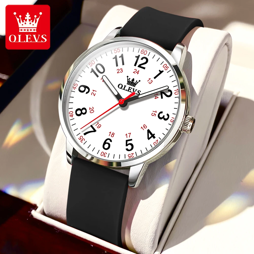 

OLEVS 9953 Fashion Quartz Watch Gift Round-dial Silicone Watchband Luminous